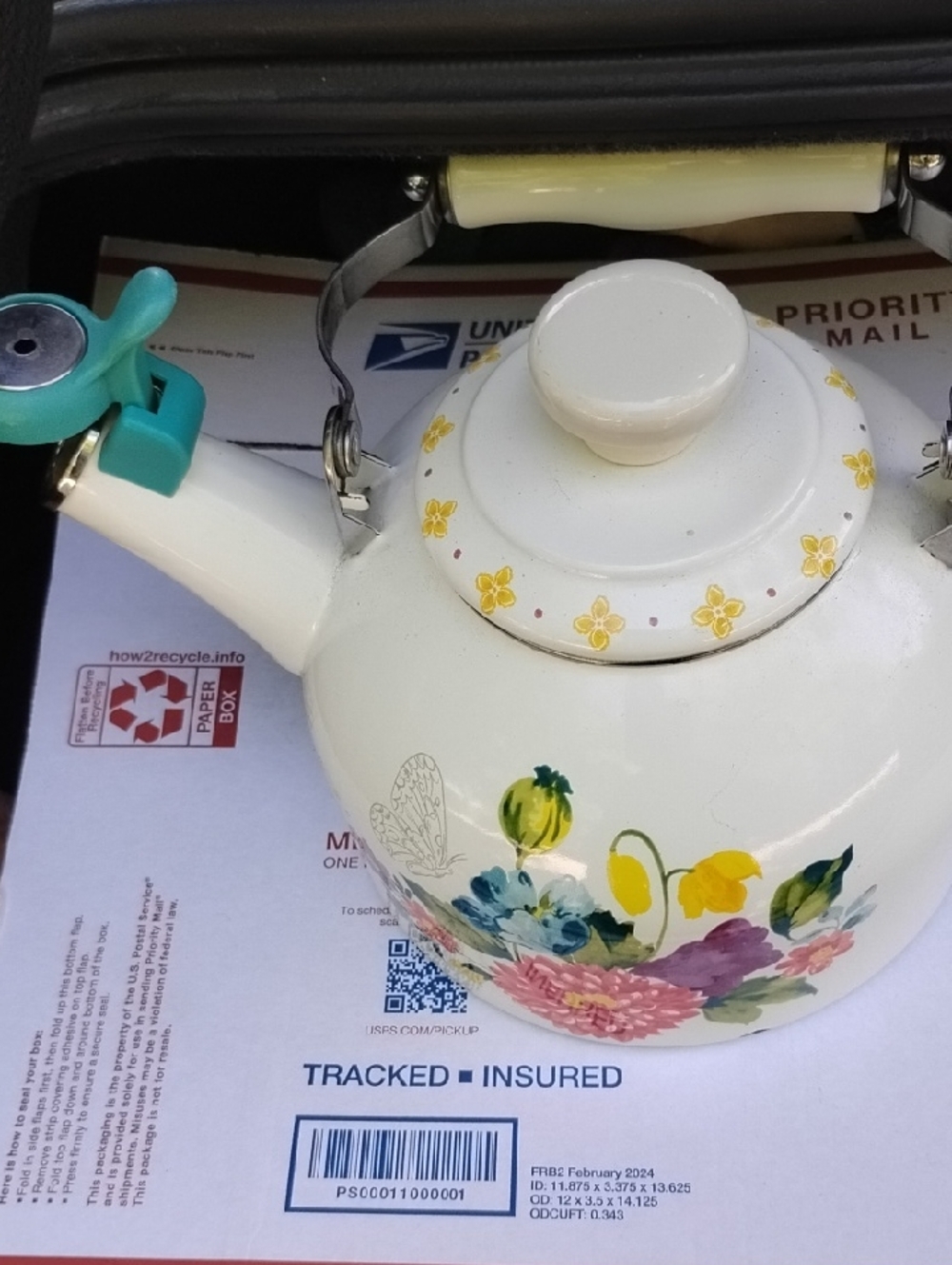 The Pioneer Woman Cream Floral Ceramic Teapot with Multicolor Flowers